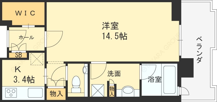 グランフロント大阪1K間取り