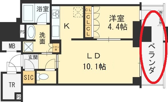 ブランズタワー梅田North　バルコニー図面