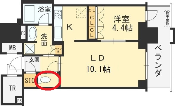 ブランズタワー梅田North　トイレ図面
