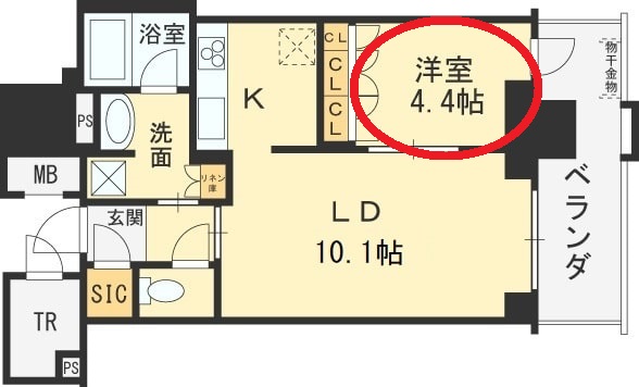 ブランズタワー梅田North　洋室図面