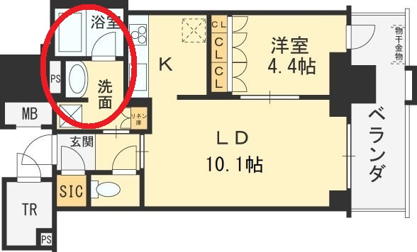 ブランズタワー梅田North　脱衣所・浴室図面