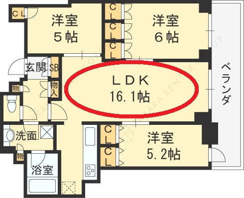 ブランズタワー梅田North　間取り（LDK）