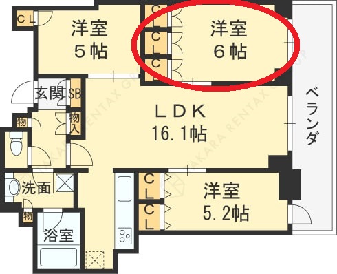 ブランズタワー梅田North　間取り（6帖）