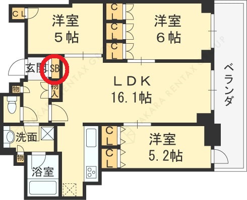 ブランズタワー梅田North　間取り（シューズボックス）
