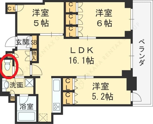 ブランズタワー梅田North　間取り（トイレ）