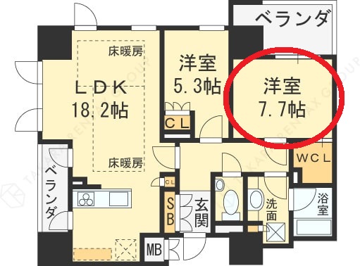 プレミスト梅田NORTH　間取り（洋室）