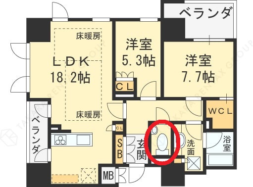 プレミスト梅田NORTH　間取り（トイレ）