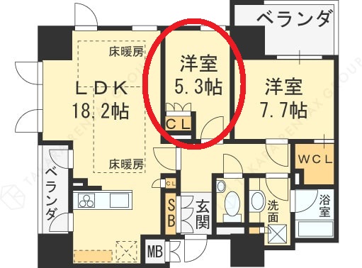 プレミスト梅田NORTH　間取り（洋室）