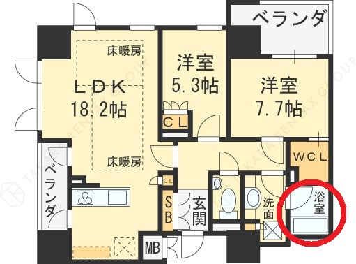 プレミスト梅田NORTH　間取り（浴室）