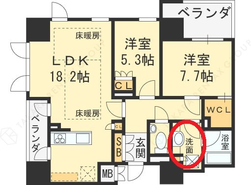プレミスト梅田NORTH　間取り（脱衣所）