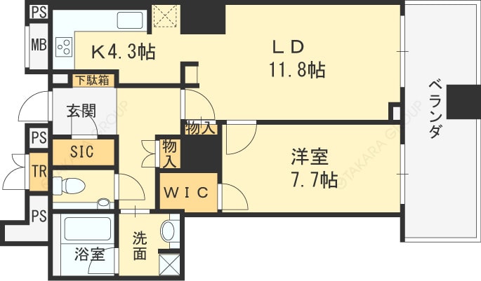 ザ・梅田タワー　1LDK図面