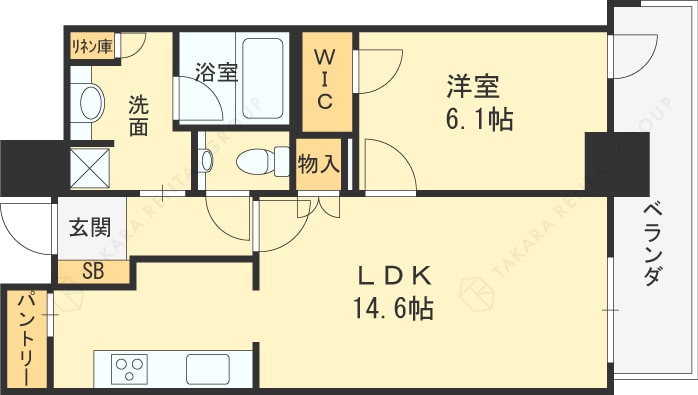 グランドメゾン新梅田タワー 1LDK図面