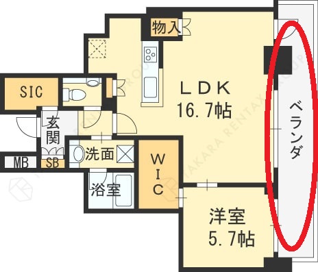 ブランズタワー梅田North　図面（バルコニー）