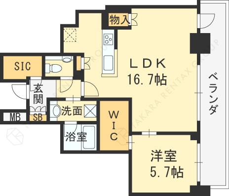 ブランズタワー梅田North　1LDK間取り