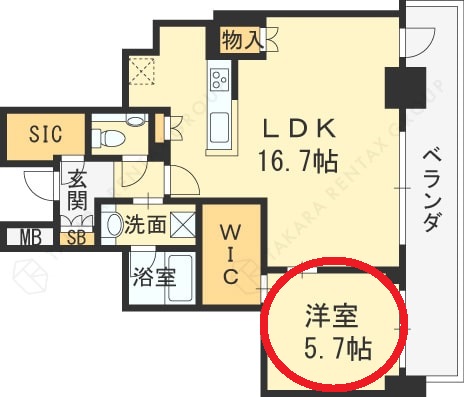 ブランズタワー梅田North　図面（洋室）