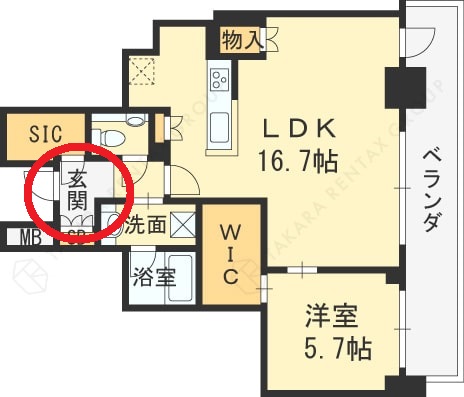 ブランズタワー梅田North　図面（玄関）