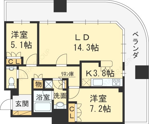 ザ・梅田タワー　2LDK図面