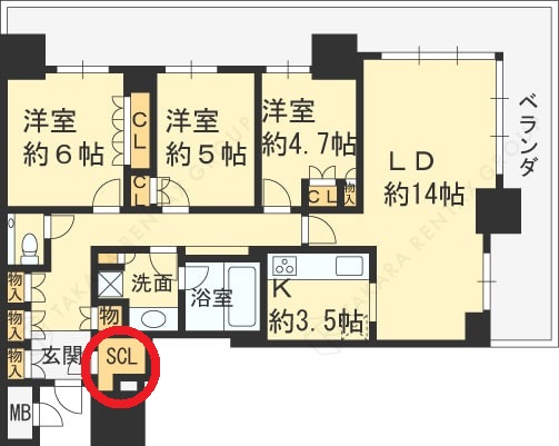 3LDK図面（シューズインクローゼット）