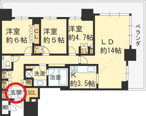 3LDK図面（玄関）