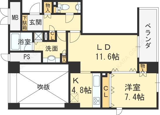 OAPレジデンスタワー西館 1LDK図面