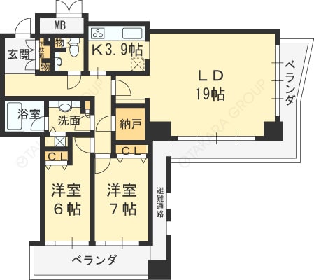 OAPレジデンスタワー西館 2LDK図面