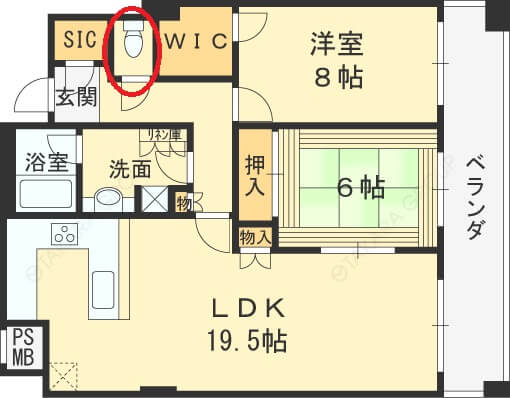 N.4 TOWERの2LDKのトイレ