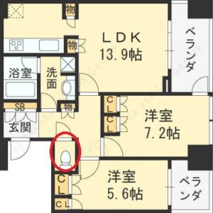 ザ・梅田タワー2LDKトイレ